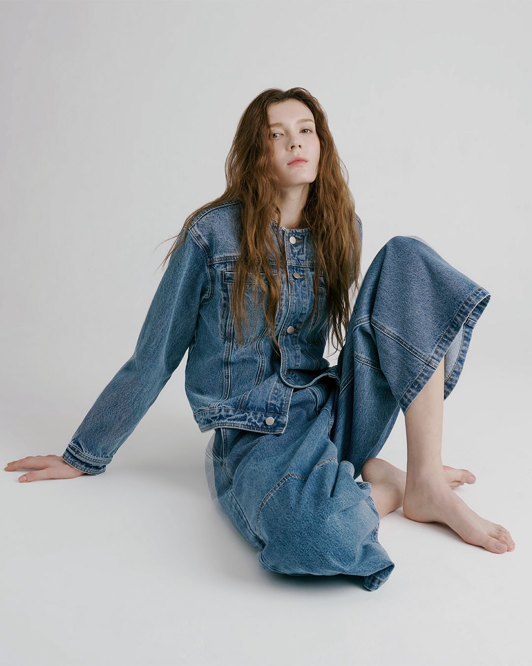 WIDE LEG DENIM CULOTTES - WASHED DENIM