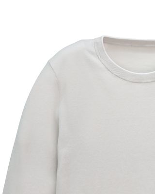 CONTRAST NECKLINE COTTON T-SHIRT - FEATHER /EGGSHELL