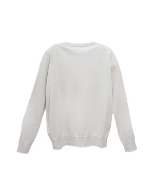 CONTRAST NECKLINE COTTON T-SHIRT - FEATHER /EGGSHELL