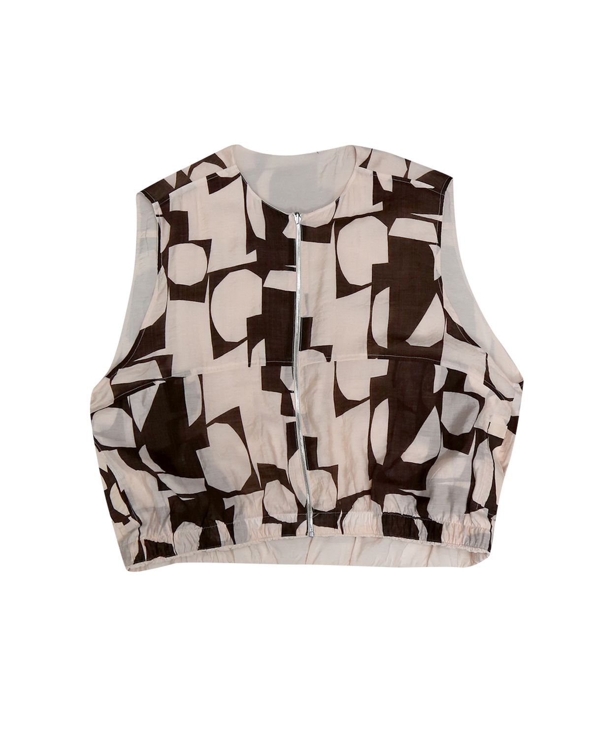 GEOMETRIC PRINT REVERSIBLE VEST - PEBBLE/ PRINT
