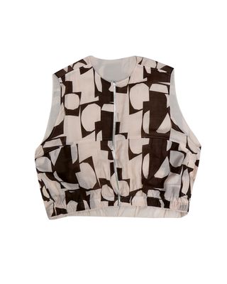 GEOMETRIC PRINT REVERSIBLE VEST - PEBBLE/ PRINT