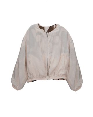GEOMETRIC PRINT REVERSIBLE JACKET - PEBBLE/ PRINT
