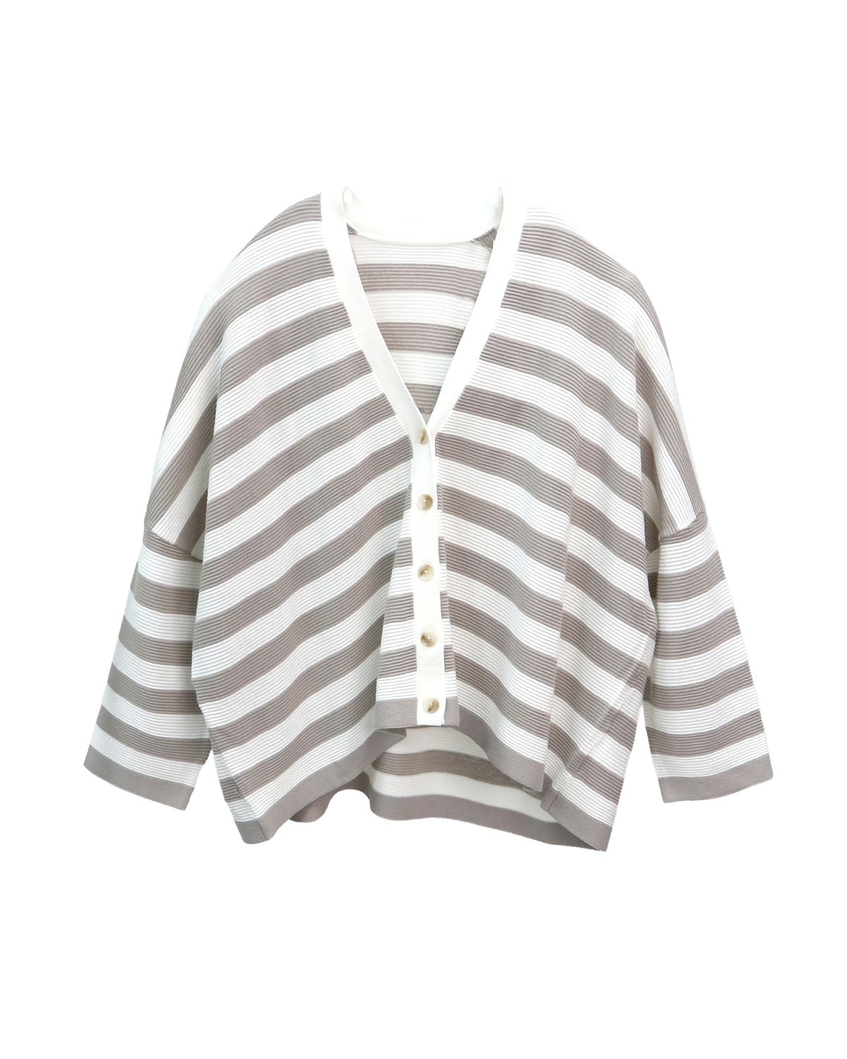 STRIPED BOXY JACKET - BEIGE/ EGGSHELL