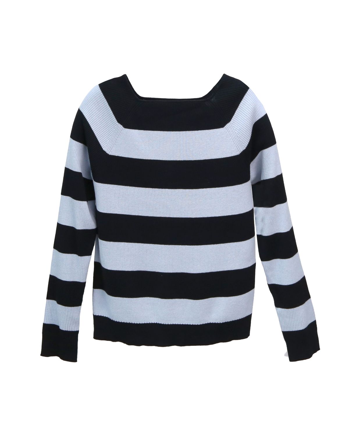 STRIPED KNIT TOP - EBONY/ AQUA