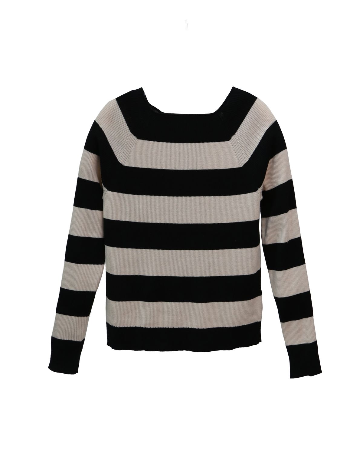 STRIPED KNIT TOP - BLACK/ CHAMPAGNE