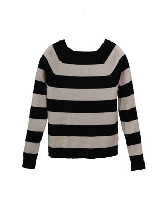 STRIPED KNIT TOP - BLACK/ CHAMPAGNE