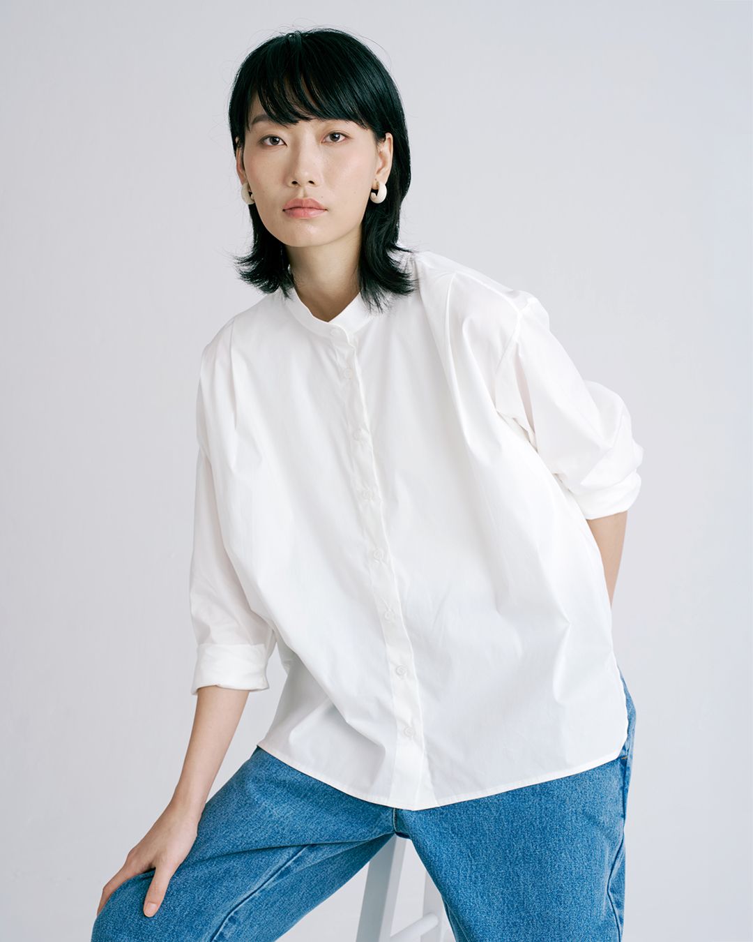 ROUND HEM SHIRT - EGGSHELL