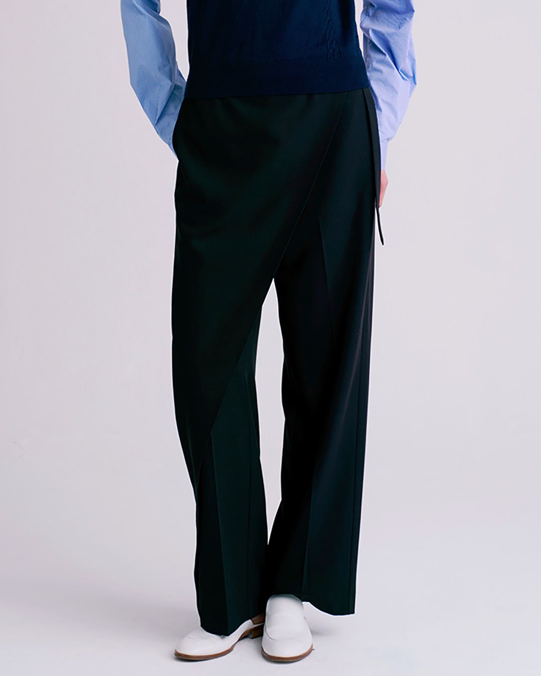 WRAP-FRONT PANTS - BLACK