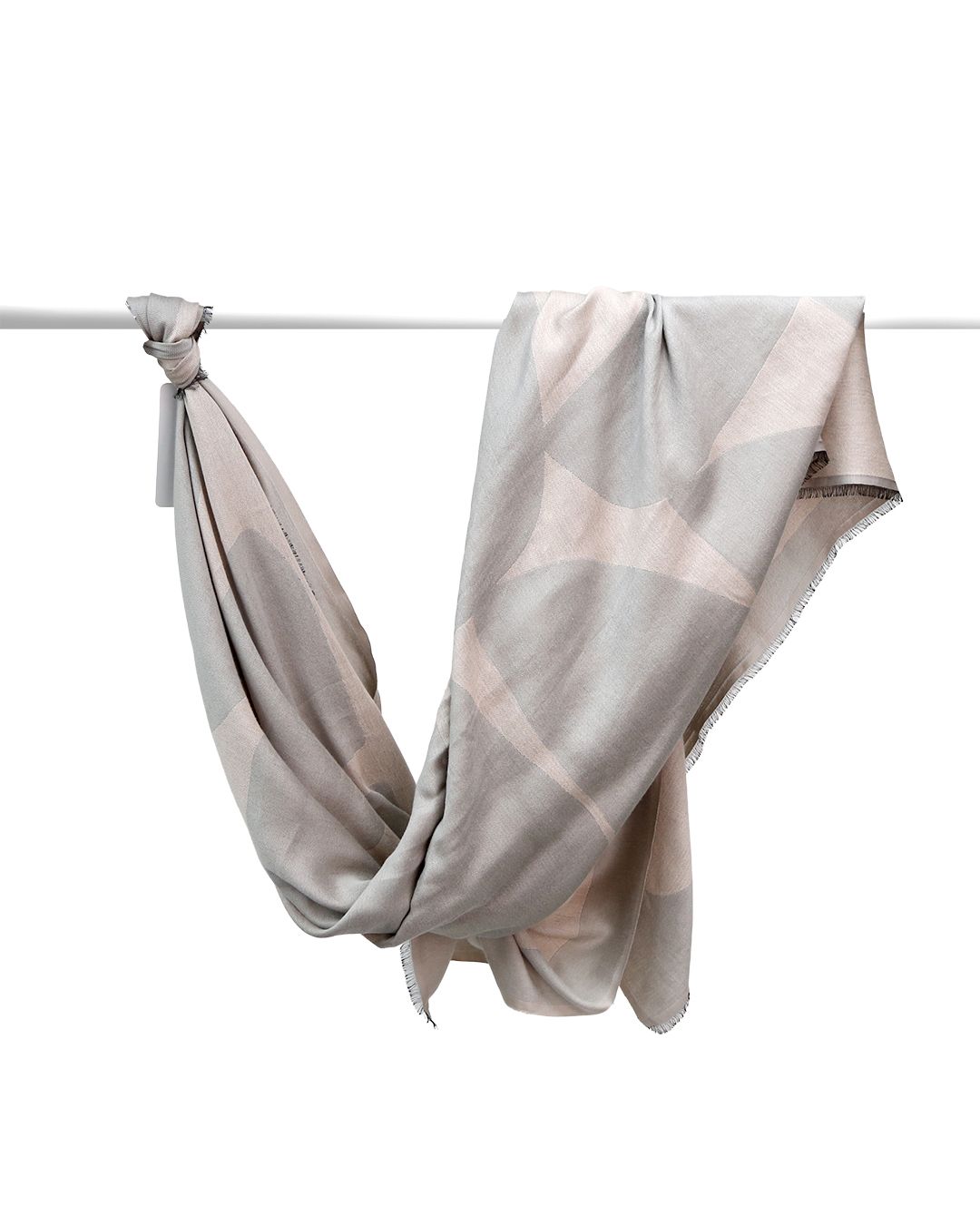 GEOMETRIC PRINT SCARF - TAUPE / PALE PINK