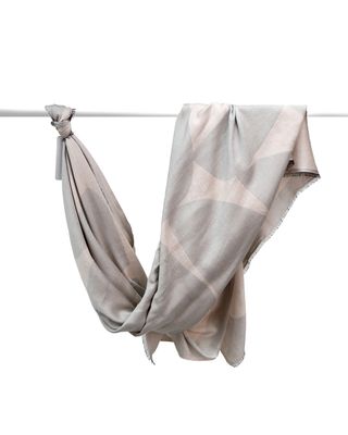 GEOMETRIC PRINT SCARF - TAUPE / PALE PINK