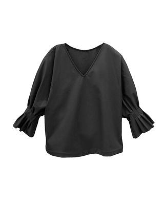 PLEATED CUFF TOP - BLACK