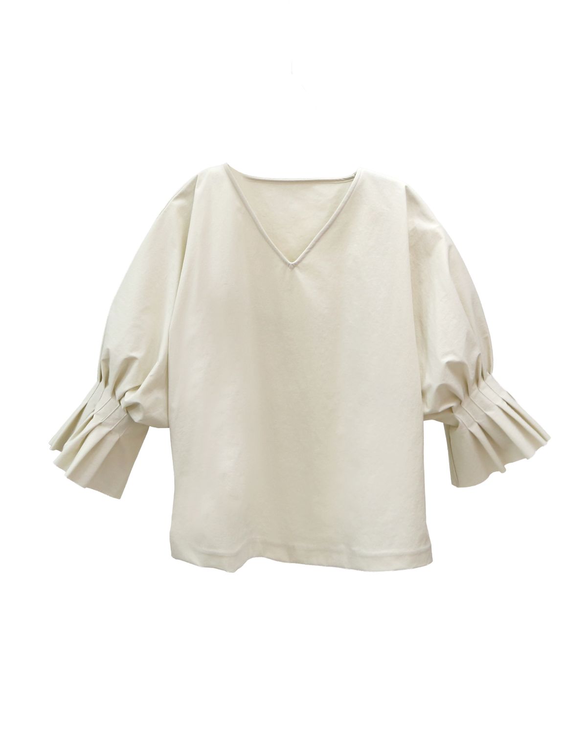 PLEATED CUFF TOP - PEARL