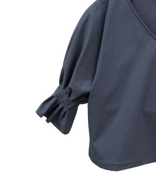 PLEATED CUFF TOP - MINERAL