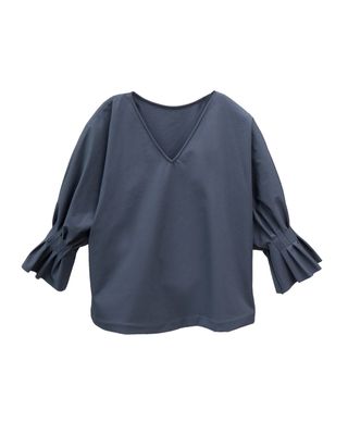 PLEATED CUFF TOP - MINERAL