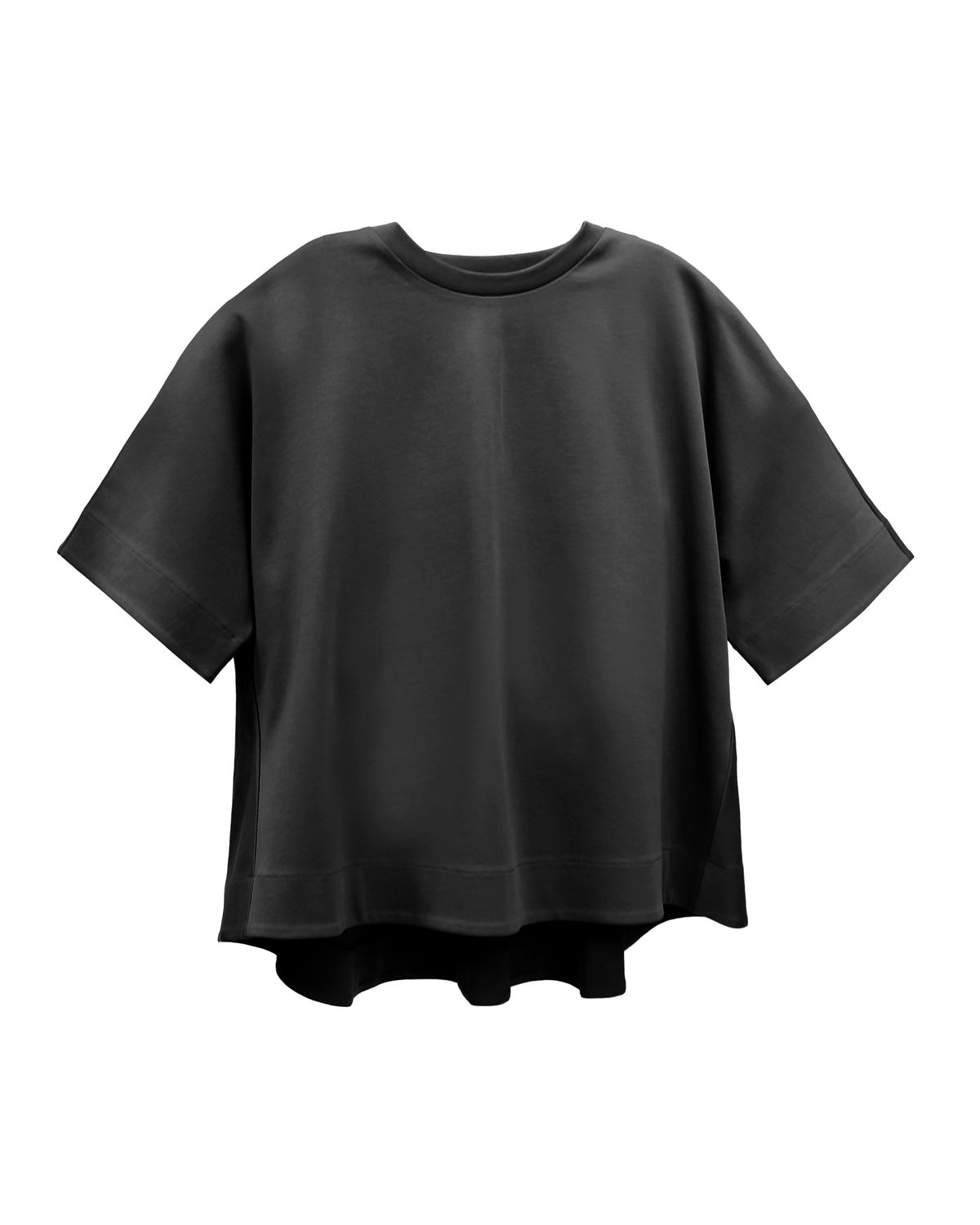 HIGH LOW HEM A-LINE TOP - BLACK