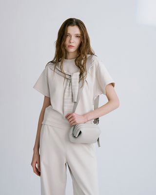 STRIPED SHAWL T-SHIRT - CHALK