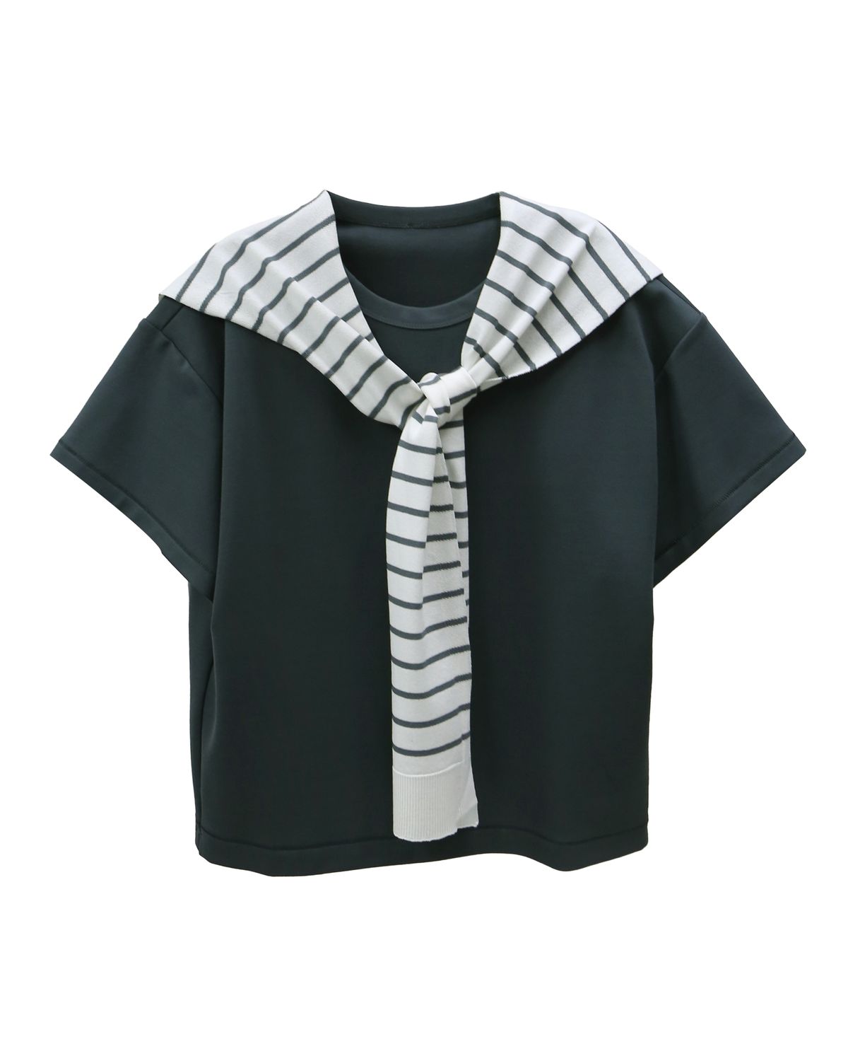 STRIPED SHAWL T-SHIRT - MINERAL