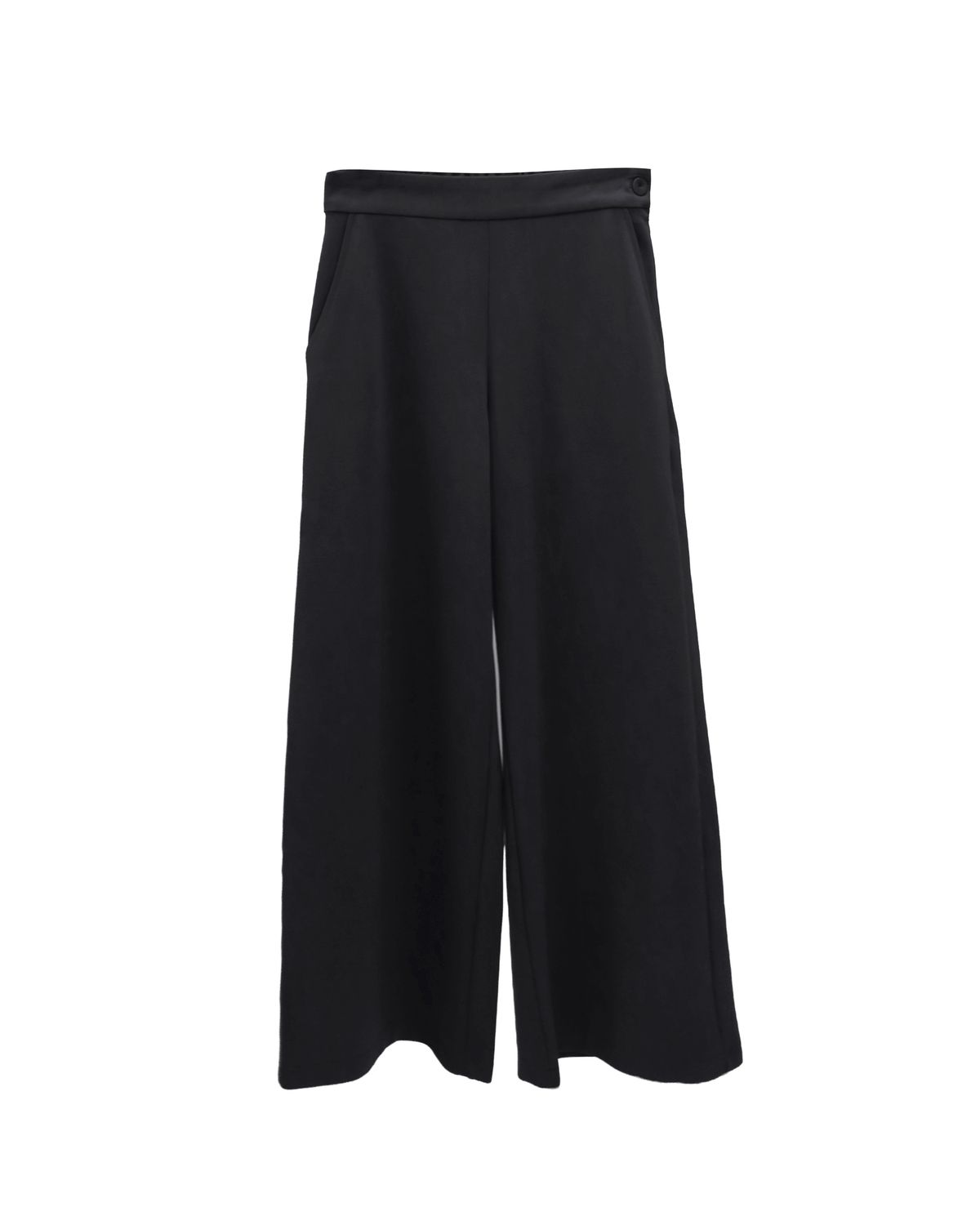 DOUBLE KNIT STRAIGHT LEG PANTS - BLACK