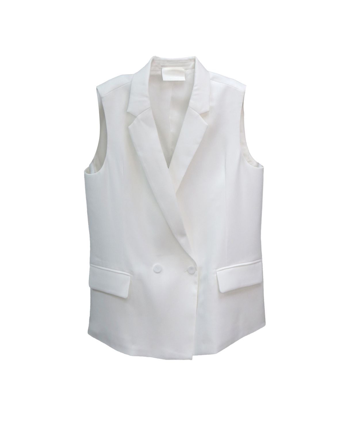 DOUBLE-BREASTED SLEEVELESS JACKET - EGGSHELL