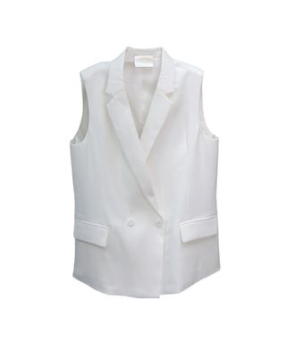 DOUBLE-BREASTED SLEEVELESS JACKET - EGGSHELL