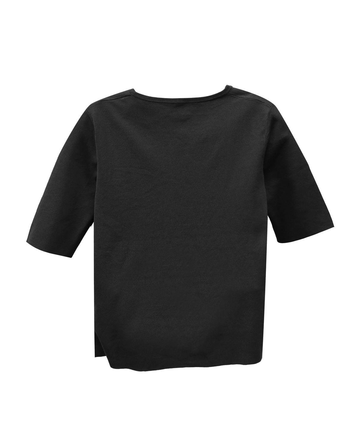 ROUND NECK KNITTED TOP - BLACK