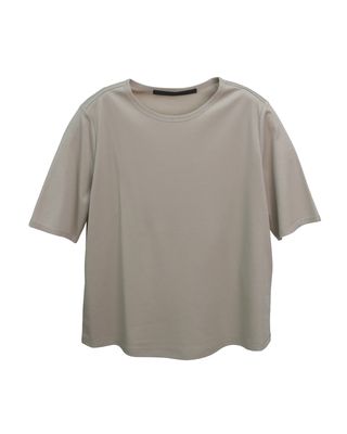 TRIM DETAILED SHORT SLEEVES TOP - CEMENT