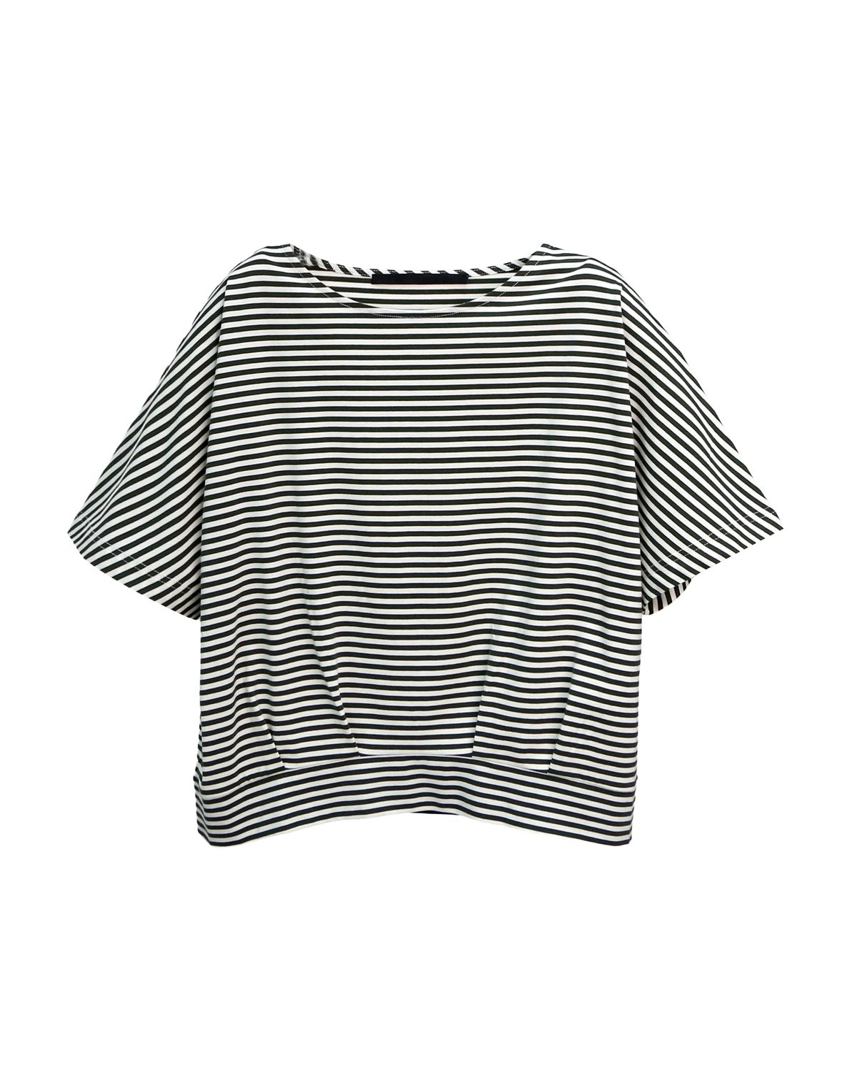 STRIPED BATWING T-SHIRT - BLACK/ EGGSHELL