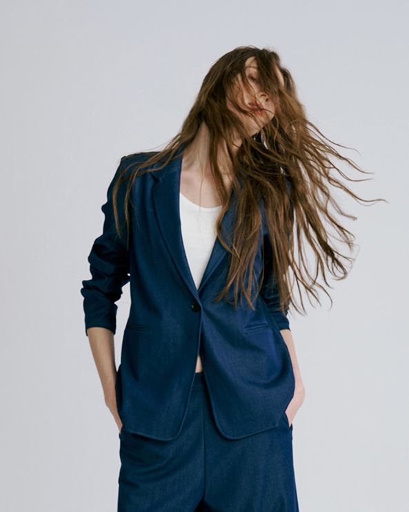 VISCOSE-BLEND DENIM BLAZER - DENIM