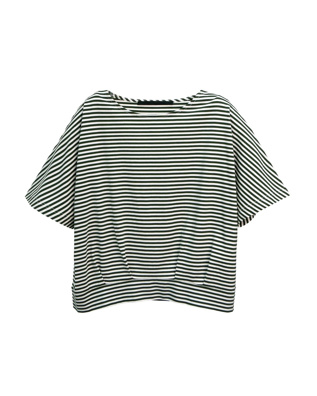 STRIPED BATWING T-SHIRT - OLIVE/ ALMOND