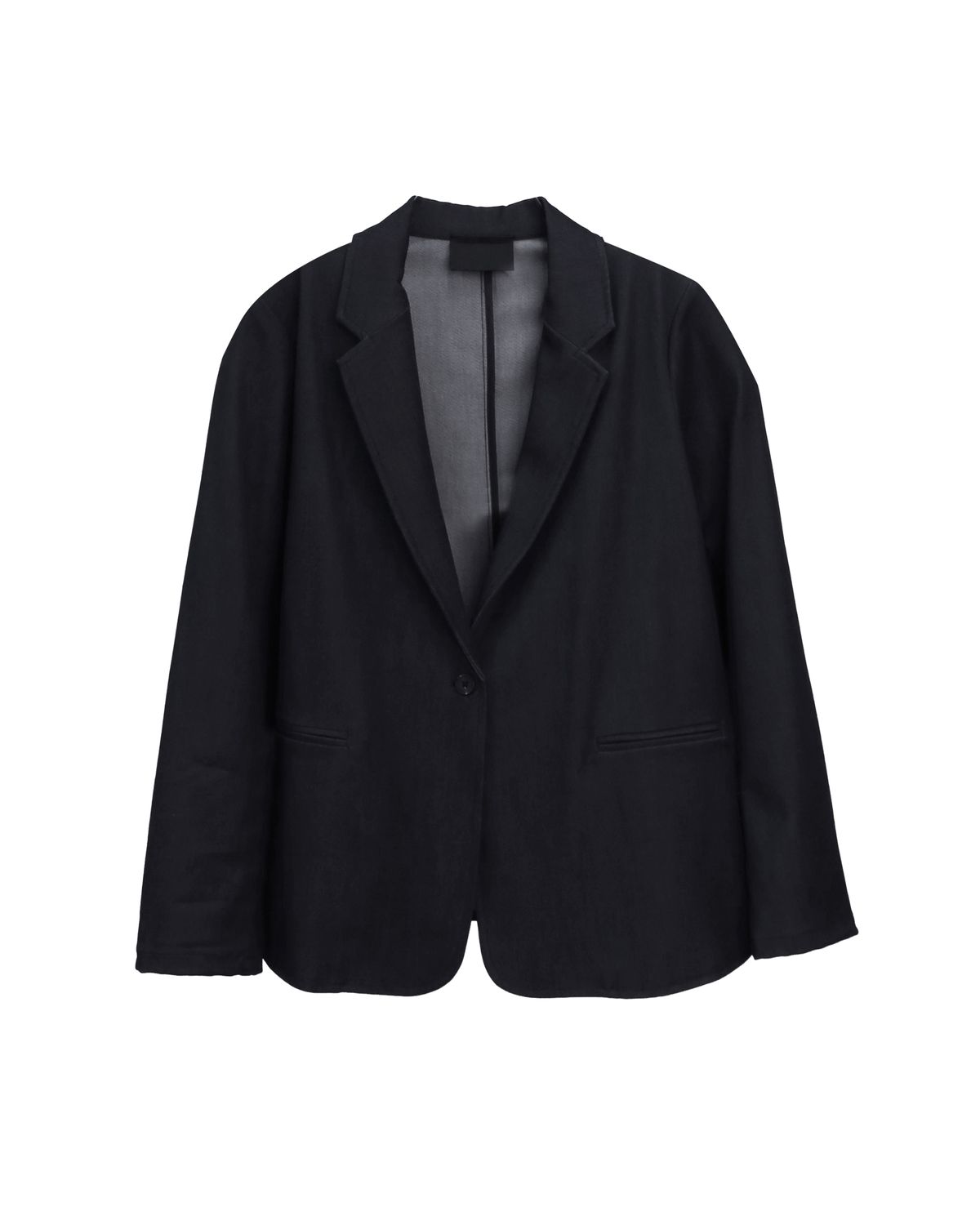 VISCOSE-BLEND DENIM BLAZER - BLACK