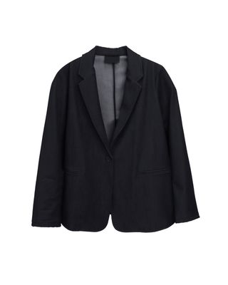 VISCOSE-BLEND DENIM BLAZER - BLACK