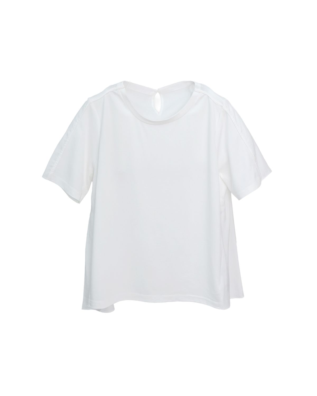 KNIT‑WOVEN PANEL TEE - EGGSHELL