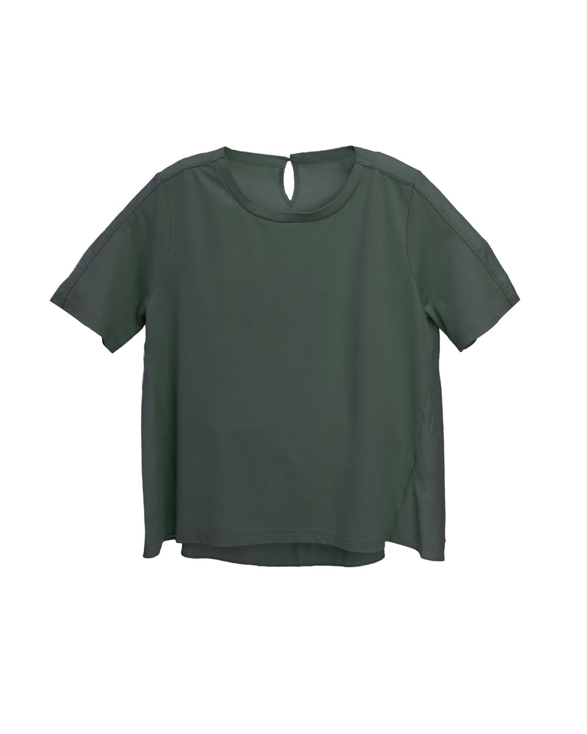KNIT‑WOVEN PANEL TEE - BASIL