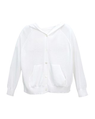 BUTTON FRONT HOODED TOP - EGGSHELL