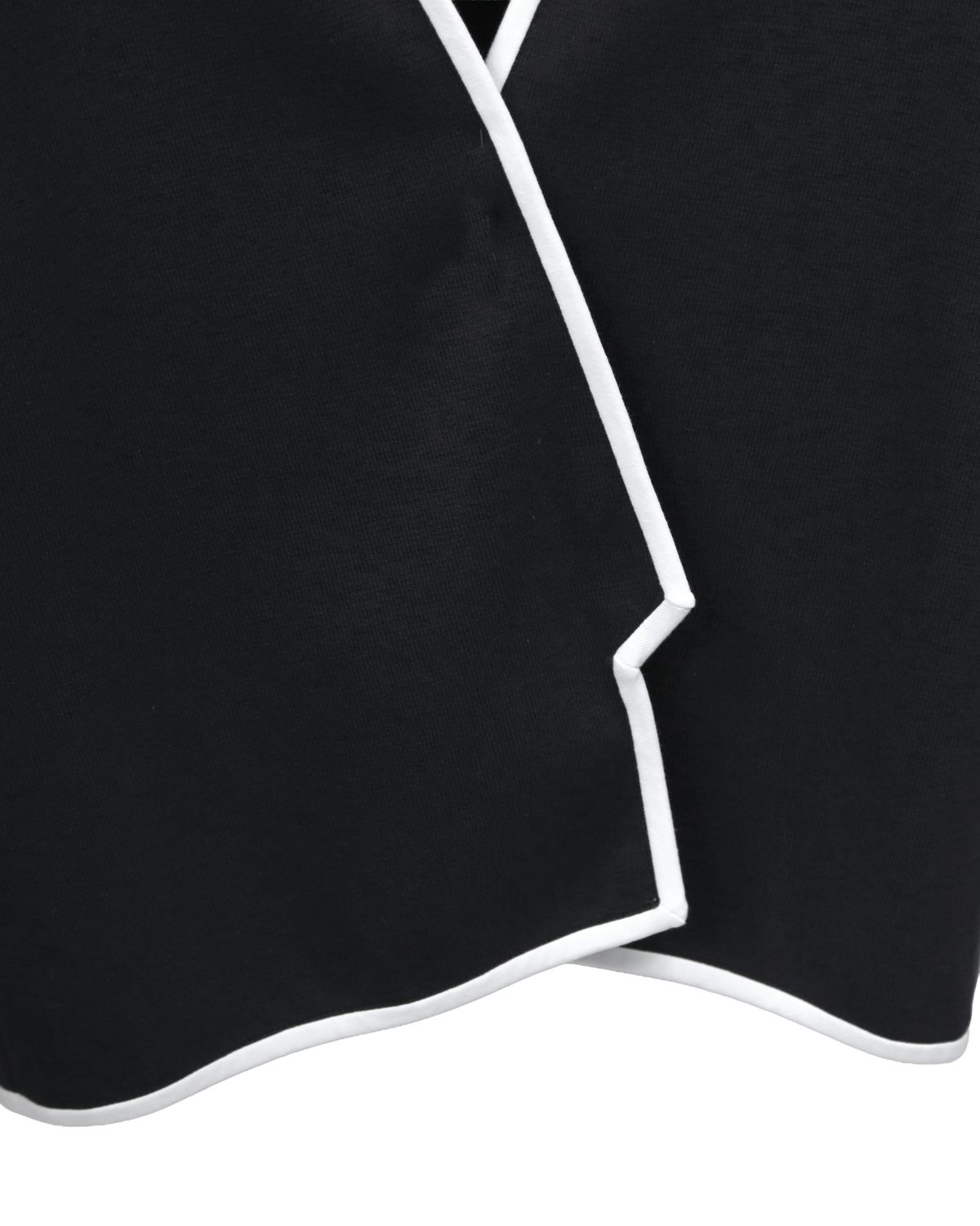 ASYMMETRICAL CONTRAST TRIM KNITTED JACKET - BLACK/EGGSHELL