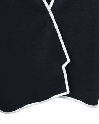 ASYMMETRICAL CONTRAST TRIM KNITTED JACKET - BLACK/EGGSHELL