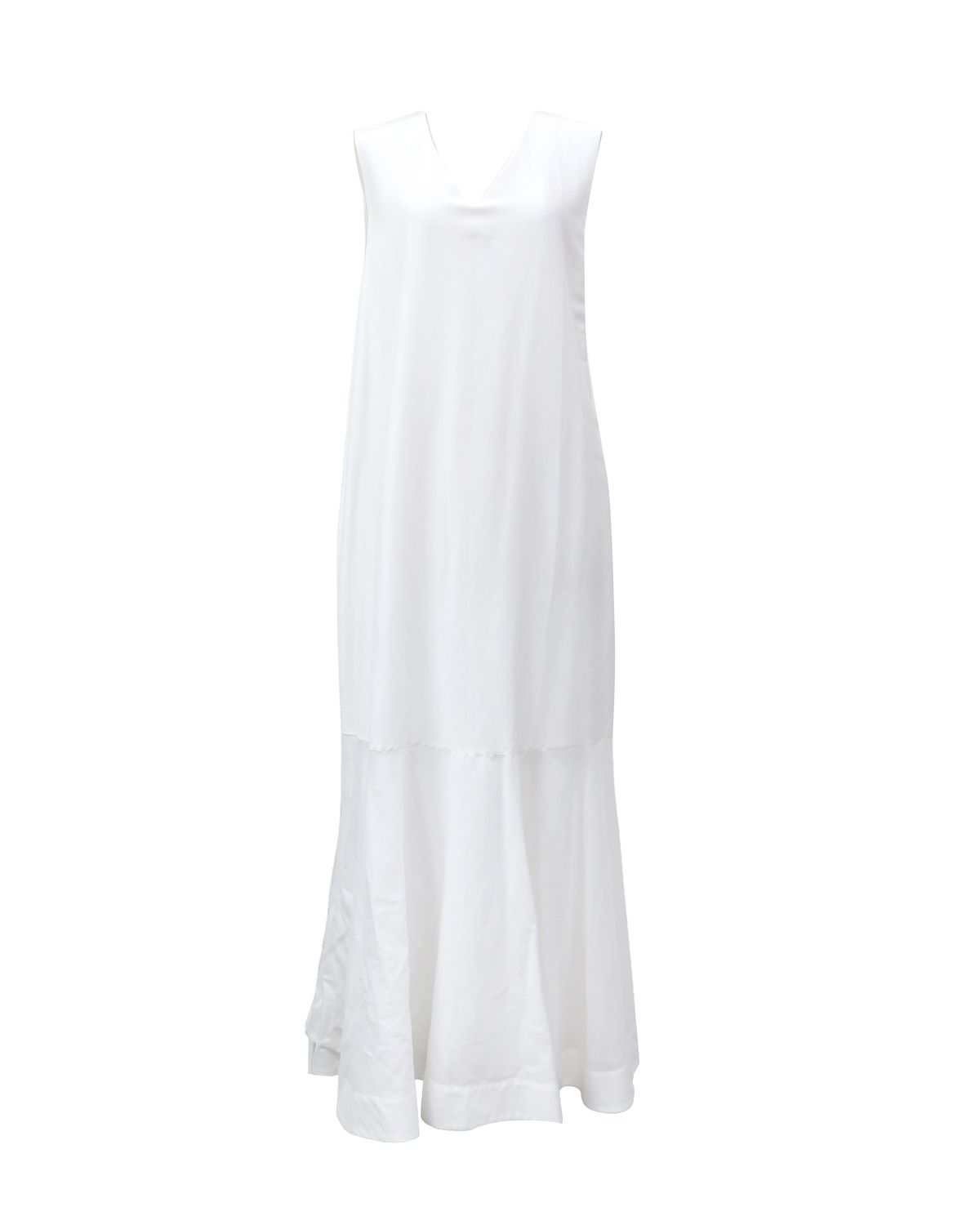 VISCOSE DENIM DRESS - EGGSHELL
