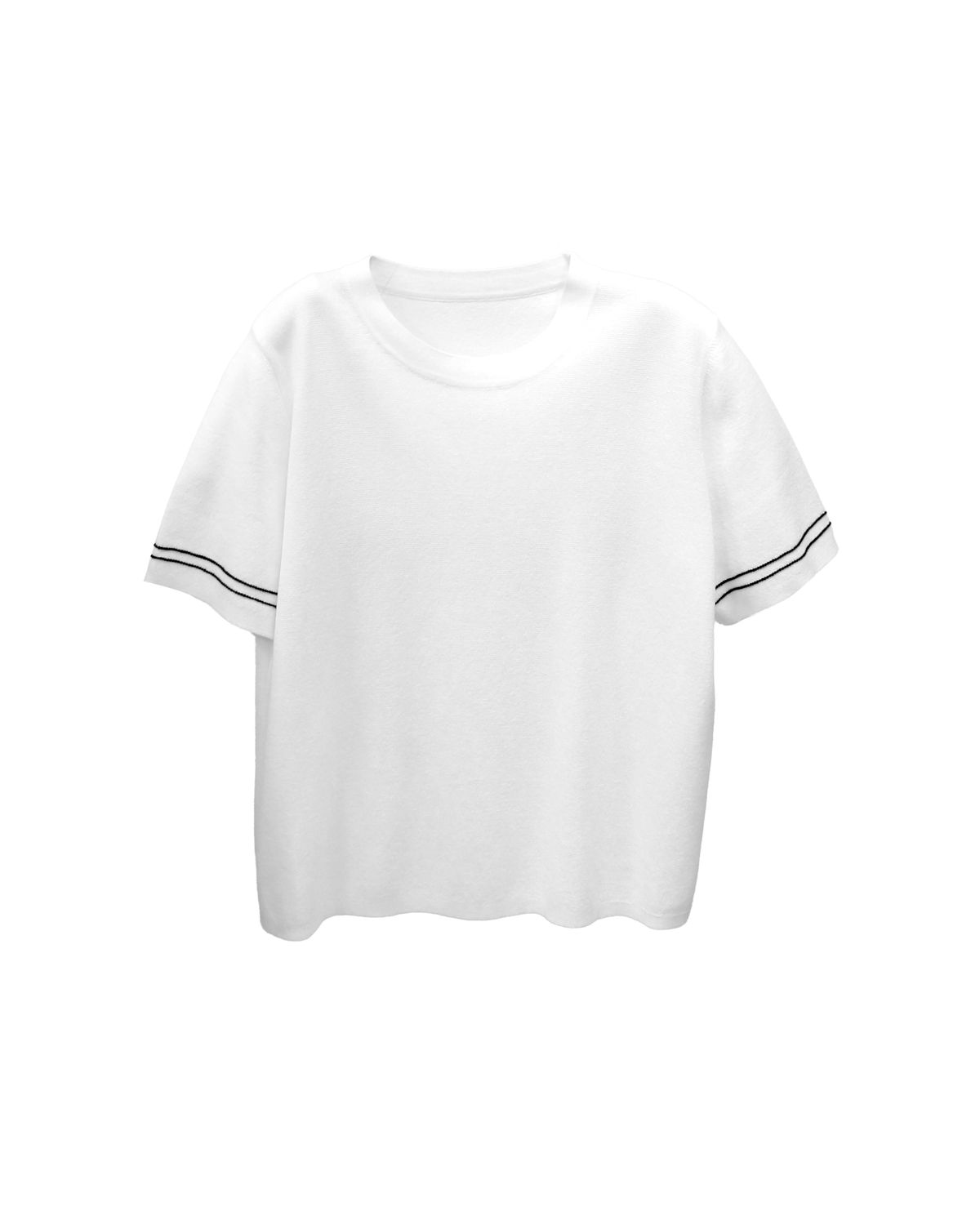 CONTRAST TRIM KNITTED TOP - EGGSHELL/BLACK
