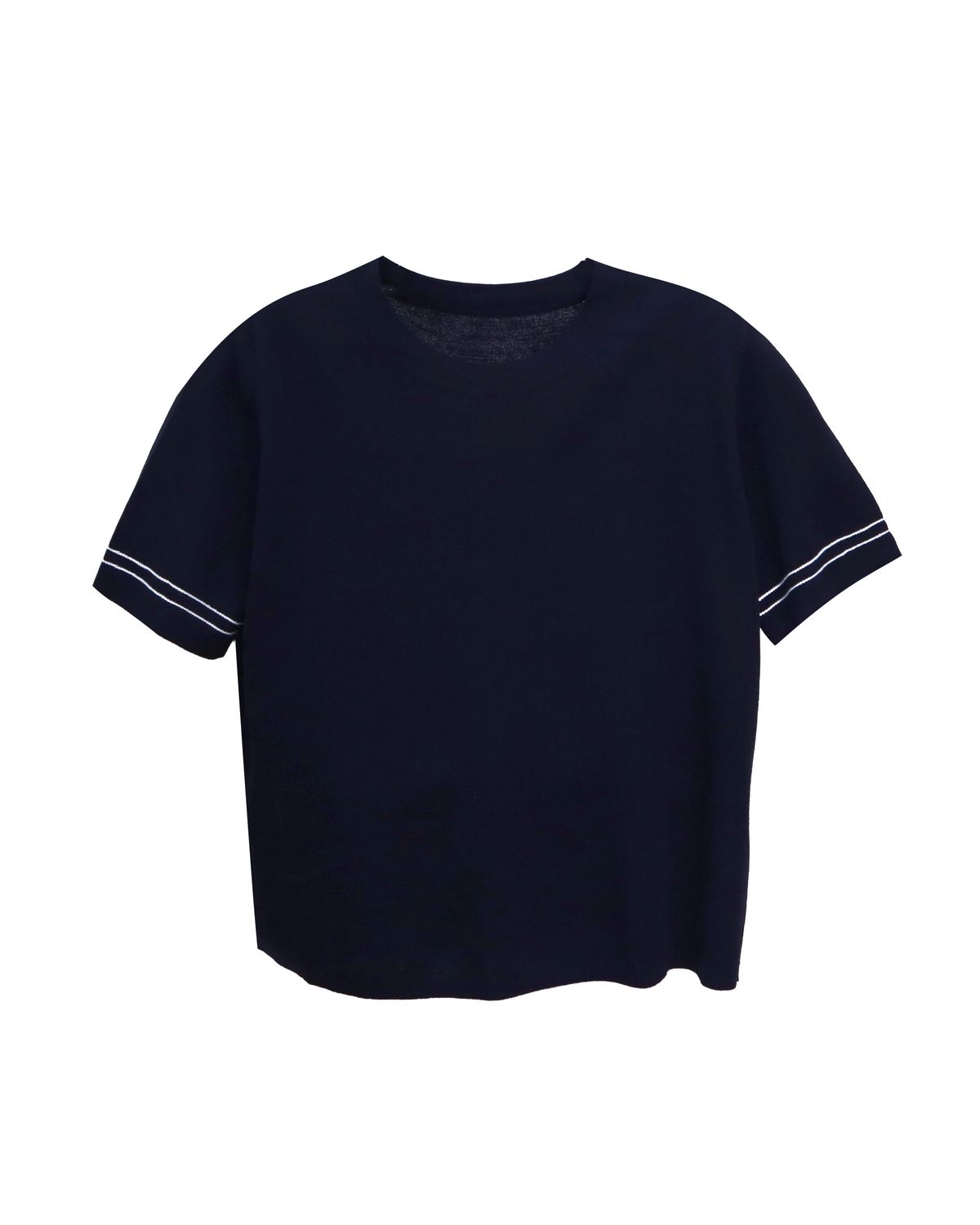CONTRAST TRIM KNITTED TOP - NAVY/EGGSHELL