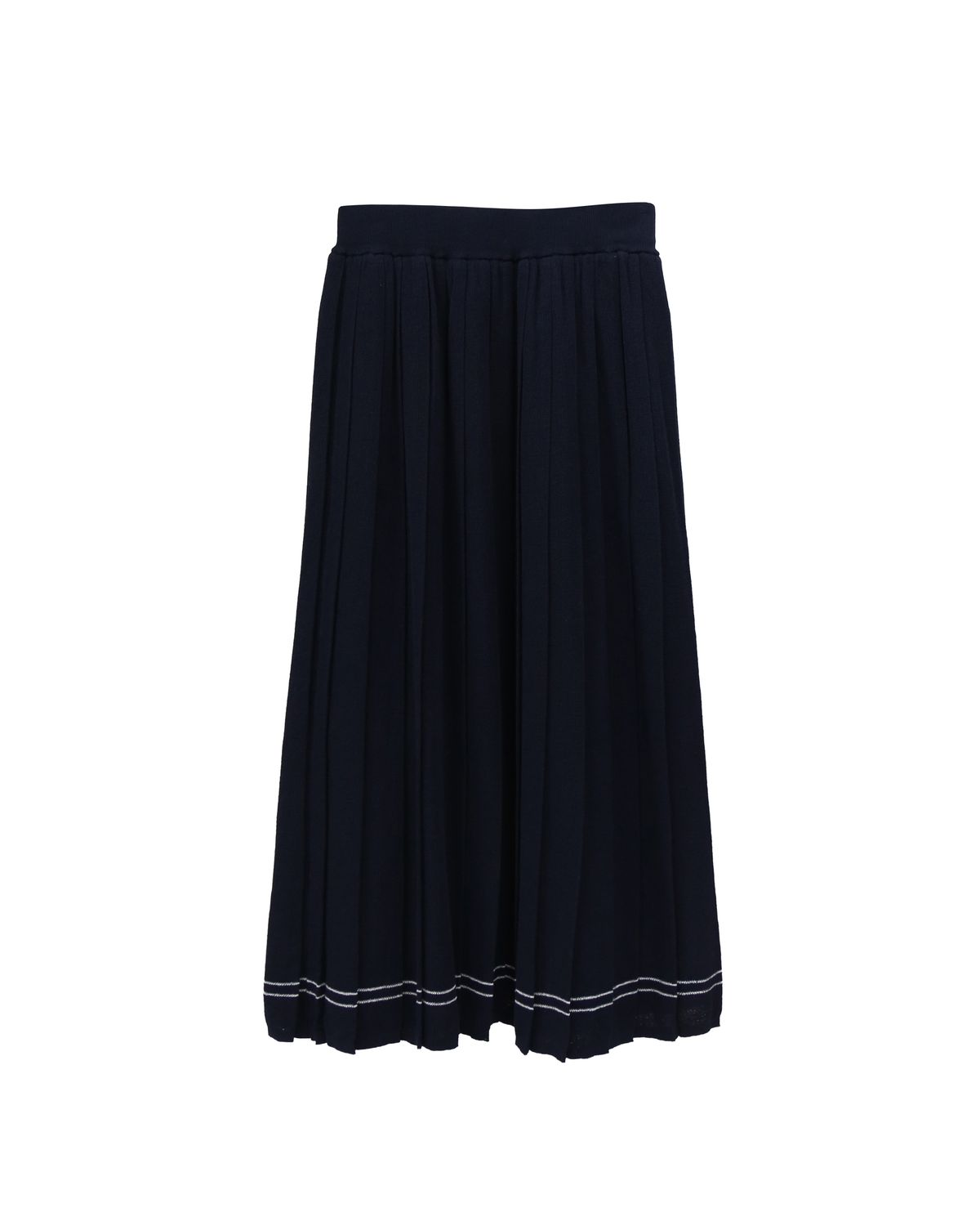 PLEATED KNITTED LONG SKIRT - NAVY/EGGSHELL