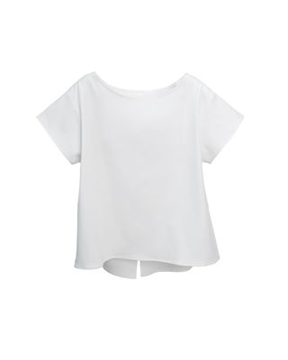 VISCOSE DENIM BACK SLIT TOP - EGGSHELL