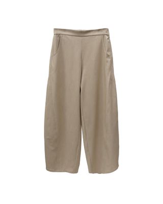 VISCOSE DENIM BARREL PANTS - BEIGE