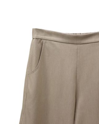 VISCOSE DENIM BARREL PANTS - BEIGE
