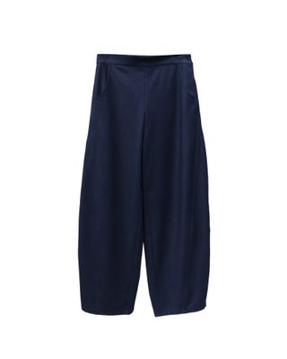 VISCOSE DENIM BARREL PANTS - DENIM