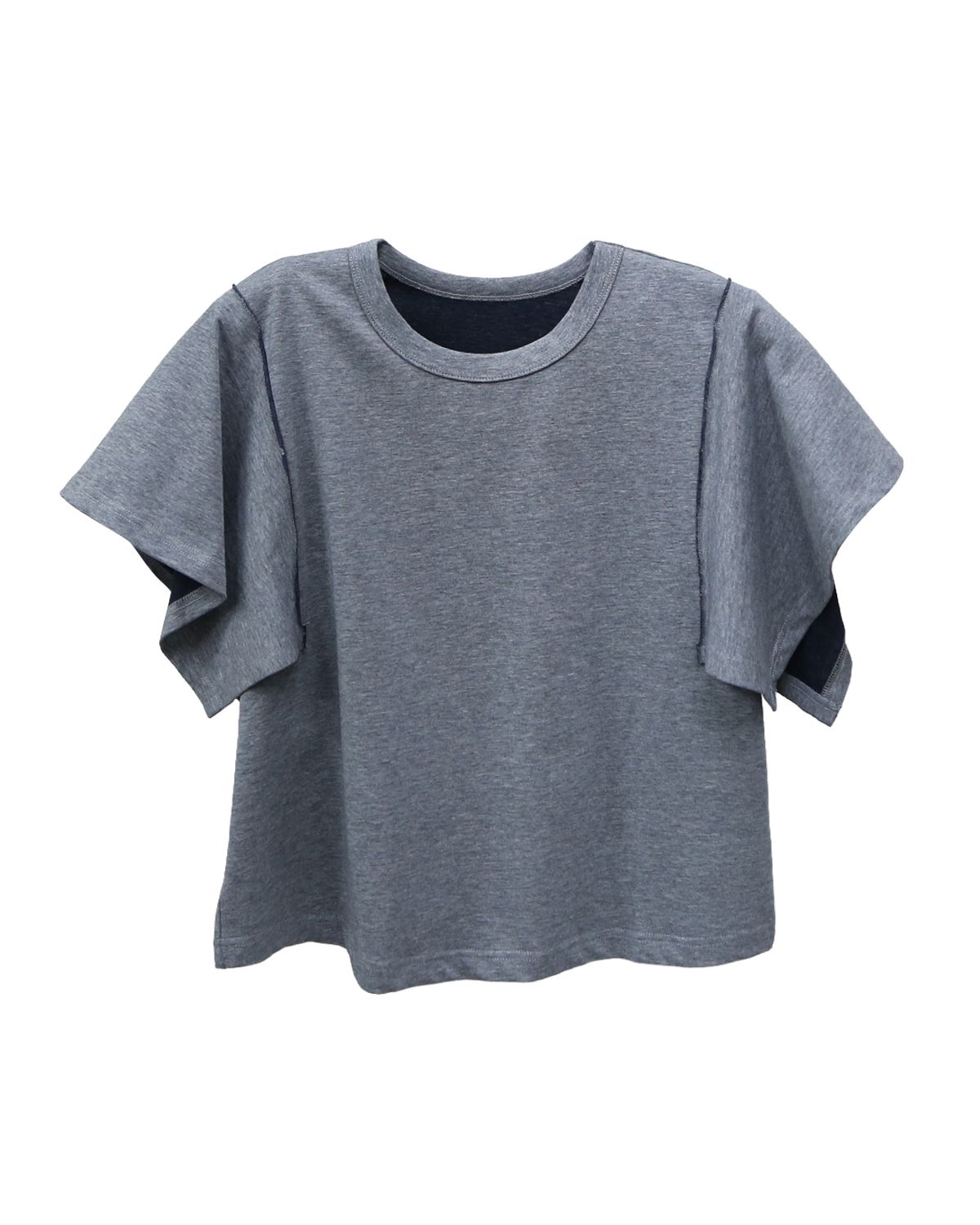 OPEN‑SEAM SLEEVE CREW NECK T‑SHIRT - LHG/NAVY