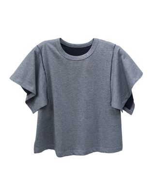 OPEN‑SEAM SLEEVE CREW NECK T‑SHIRT - LHG/NAVY