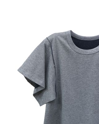 OPEN‑SEAM SLEEVE CREW NECK T‑SHIRT - LHG/NAVY