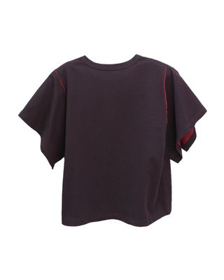 OPEN‑SEAM SLEEVE CREW NECK T‑SHIRT - RED BEAN/ SCARLET