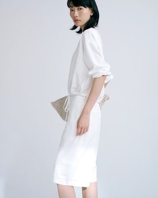ELASTIC WAIST BERMUDA - EGGSHELL