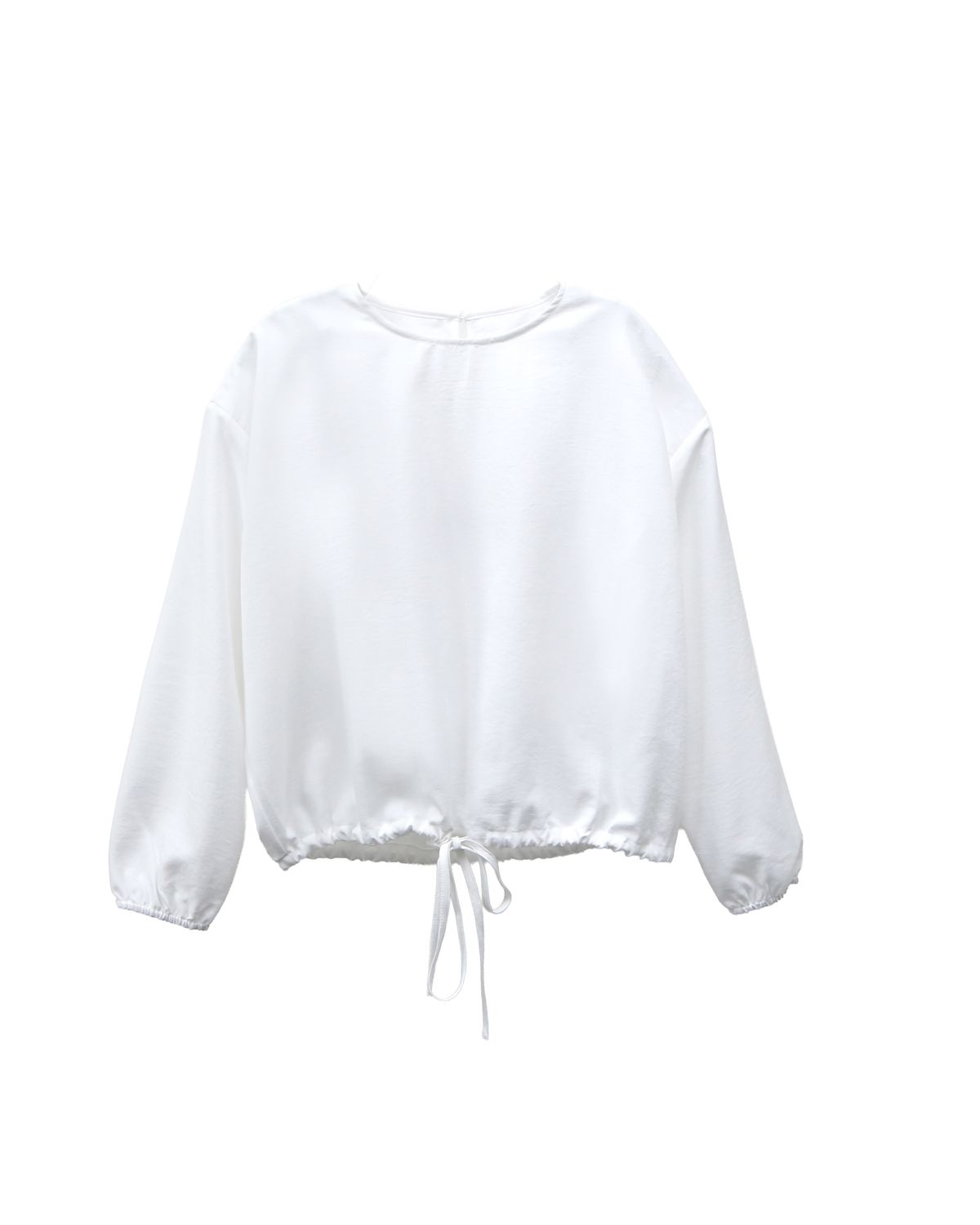 DRAWSTRING HEM CROPPED TOP - EGGSHELL